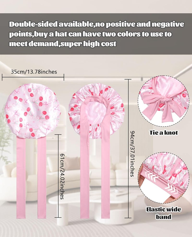 CHLINS Satin Bonnet Silk Bonnet for Sleeping Silk Sleep Cap Double Layer Hair Bonnet with Elastic Tie Band for Curly Hair Night Cap - Image 3